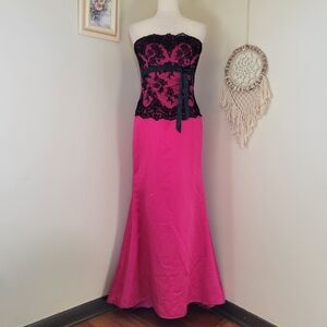 Alexia Designs | Vintage Pink & Black Lace Prom Dress